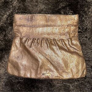 BCBGMAXAZRIA Champaign Metal Mesh Foldover Clutch Purse Handbag Glam Clubbing